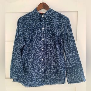Foxcroft Shirt Womens Size 12 Button Up Printed Flip Cuff